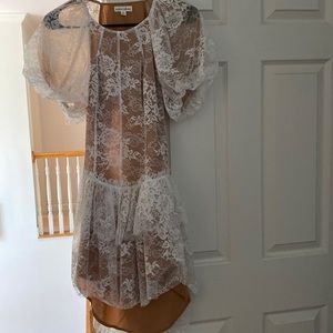 Free People NWOT lace dress - mini dress with back cutout - nude underlay